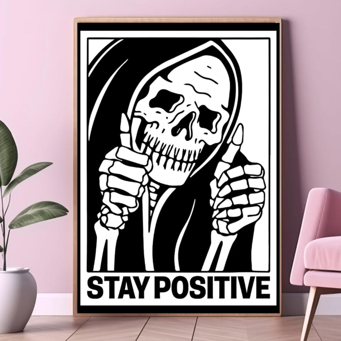 Stay Positive Halloween Scary Skeleton Diamond Art Kits for Adults