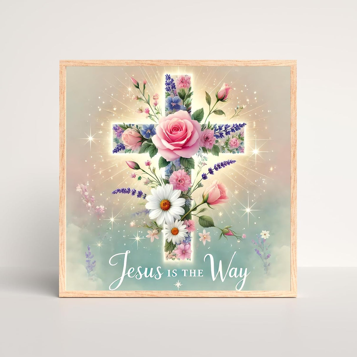 Jesus Flower Cross Christian 5D Painting Diamond Art Kits for Adults