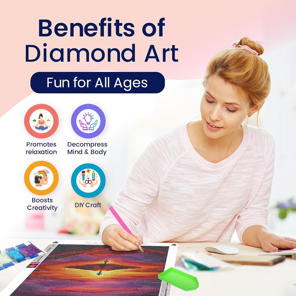 Jesus Sunset Cross Christian 5D Painting Diamond Art Kits for Adults