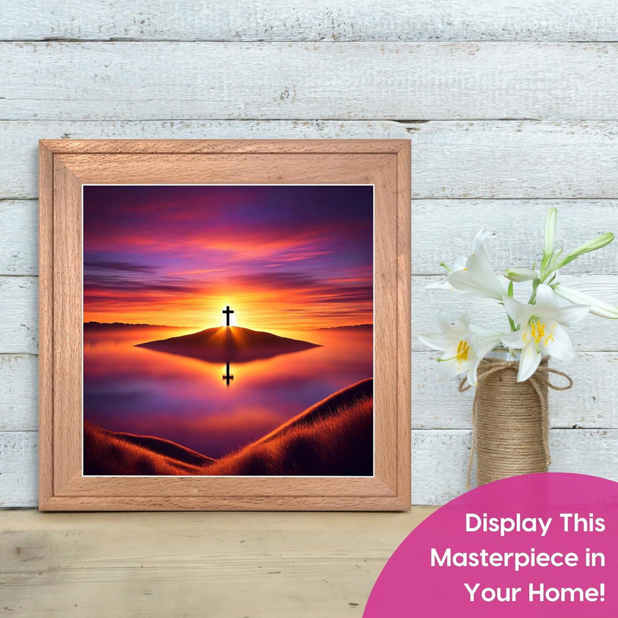 Jesus Sunset Cross Christian 5D Painting Diamond Art Kits for Adults