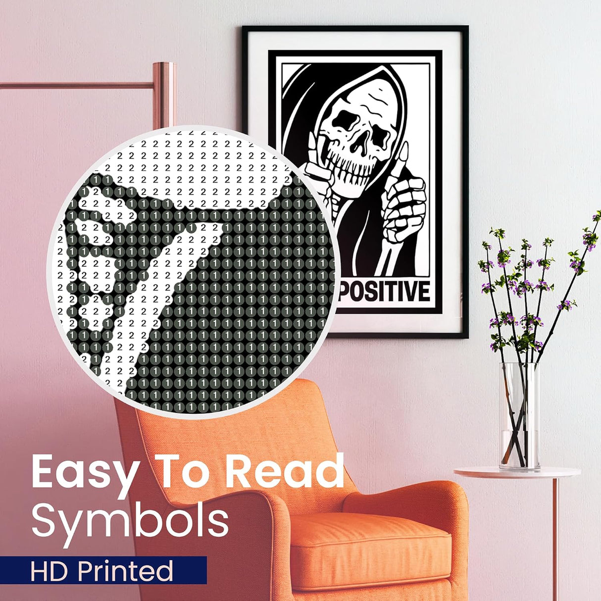 Stay Positive Halloween Scary Skeleton Diamond Art Kits for Adults