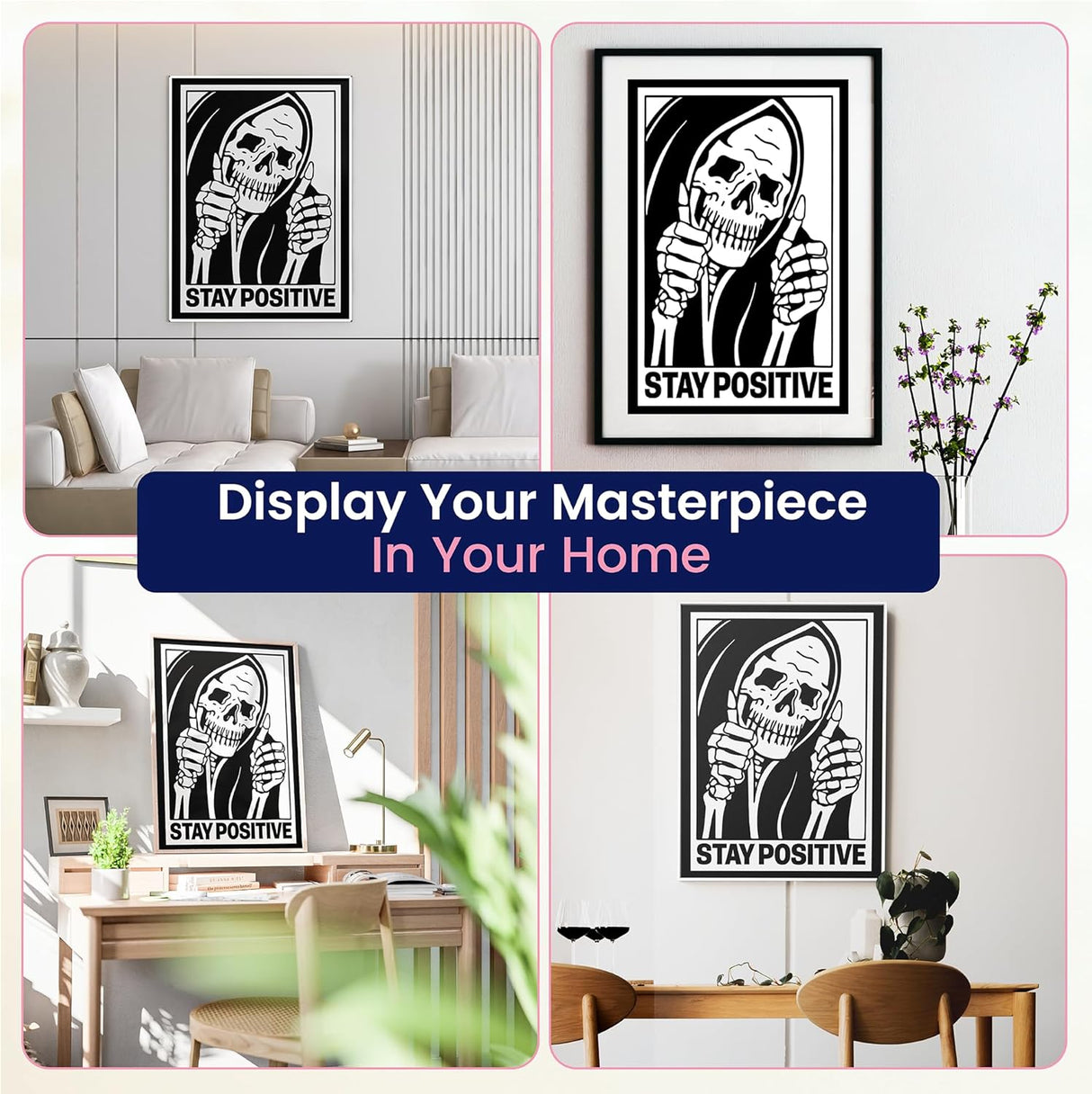 Stay Positive Halloween Scary Skeleton Diamond Art Kits for Adults