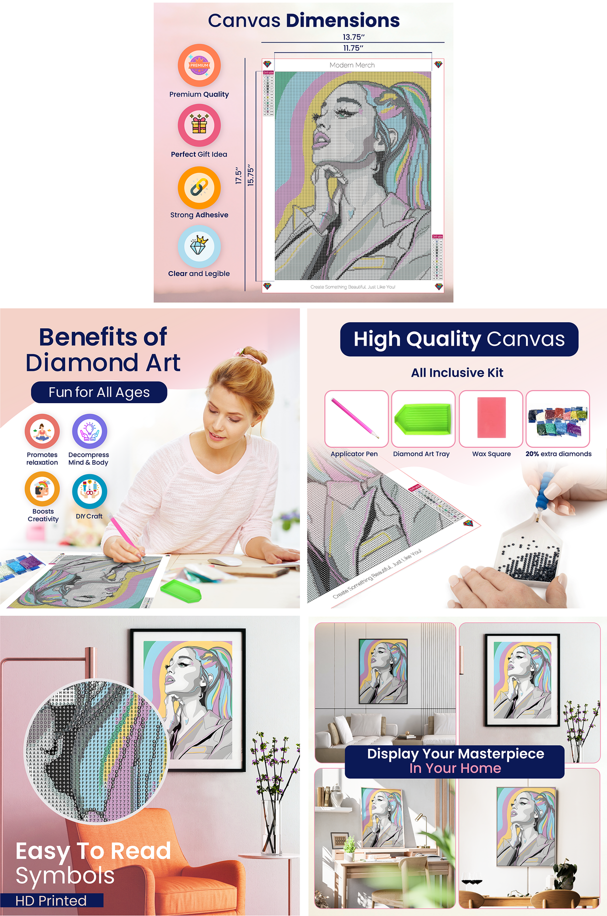 Ariana Grande Pop Art Diamond Art Kit for Adults
