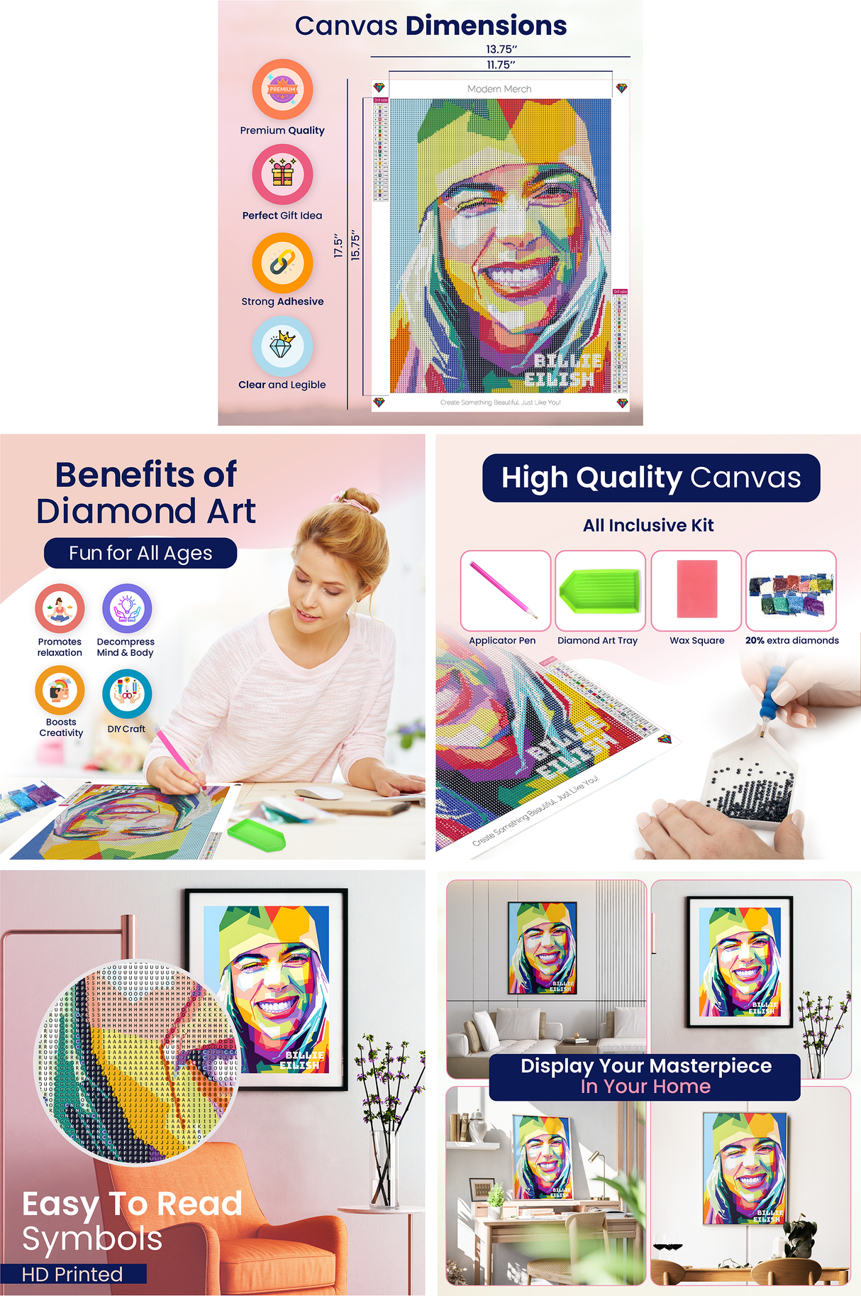 Billie Eilish Pop Art Diamond Art Kits for Adults