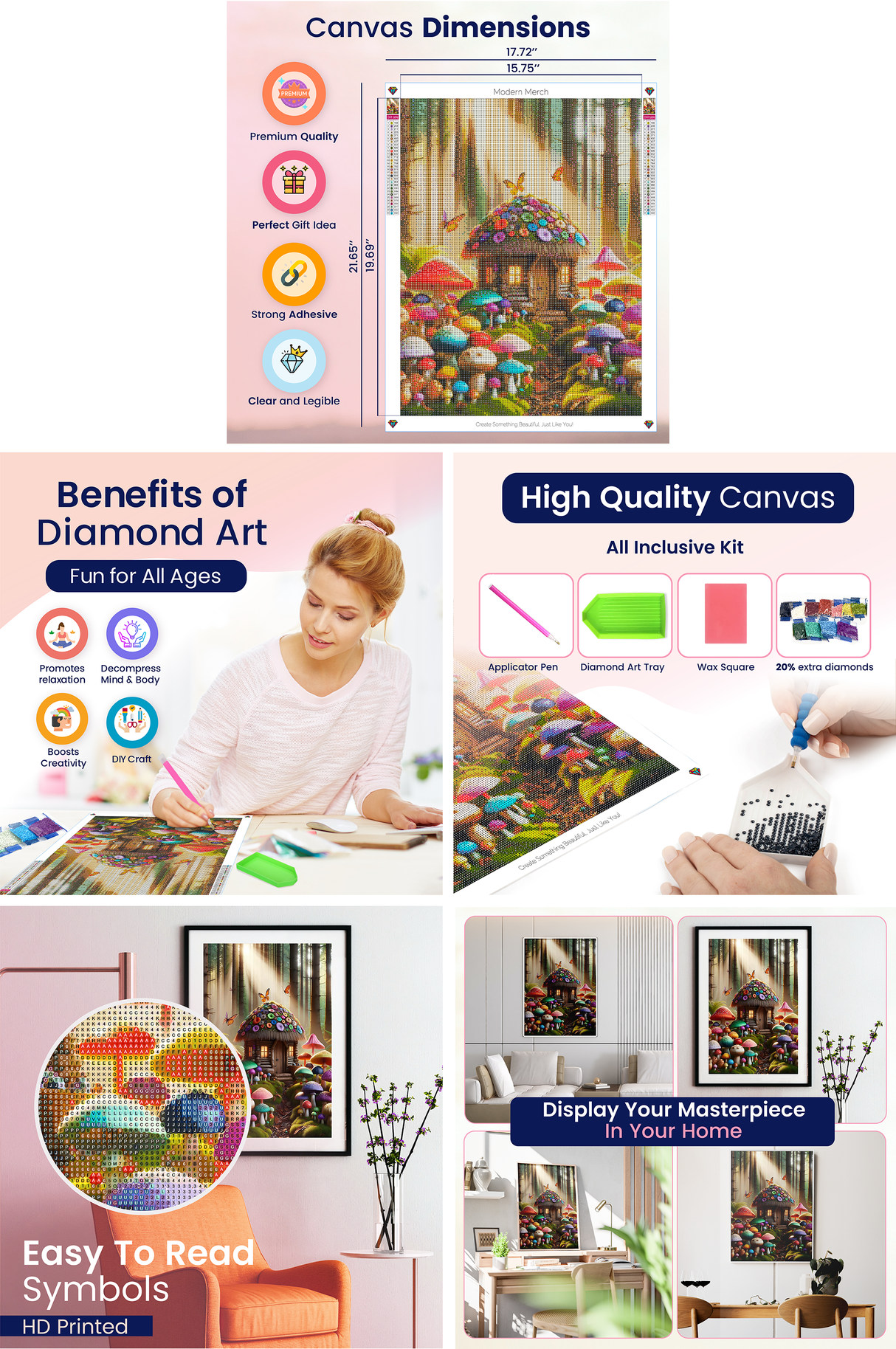 Magical Mushroom Forest Diamond Art Kit - 50x70cm
