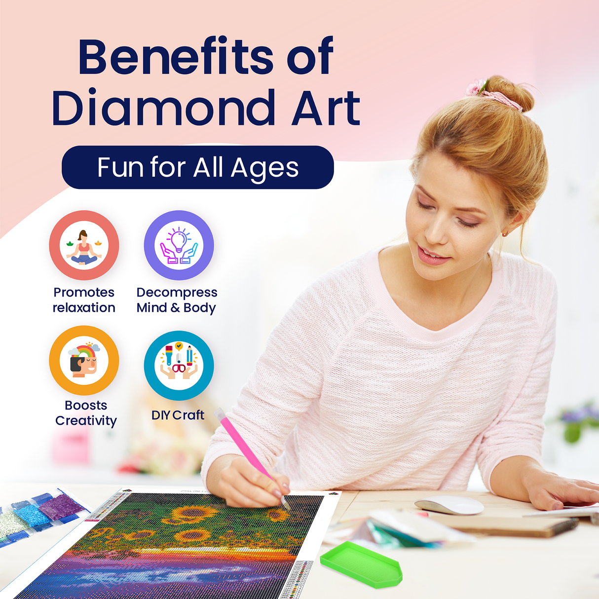 Sunflower Field at Sunset Diamond Art Kit