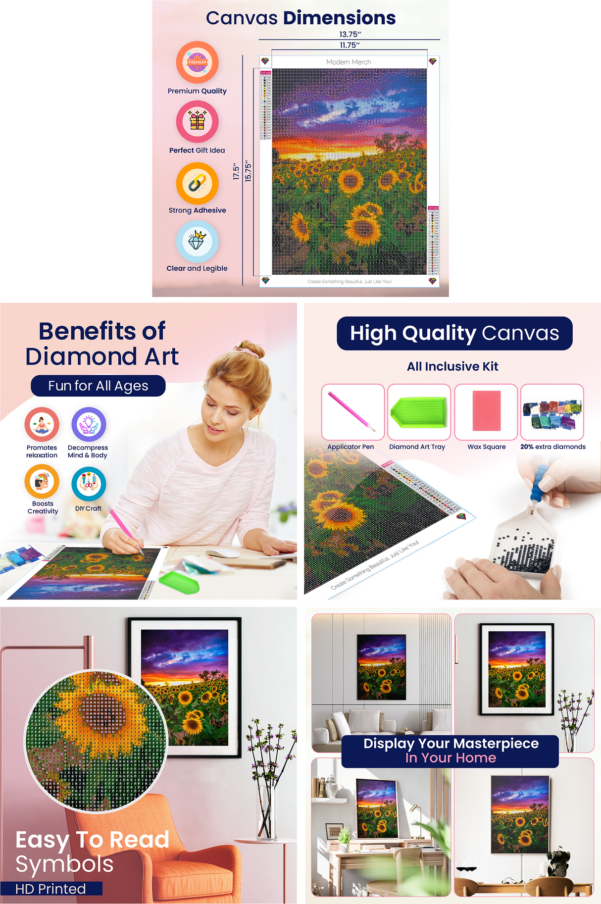 Sunflower Field at Sunset Diamond Art Kit