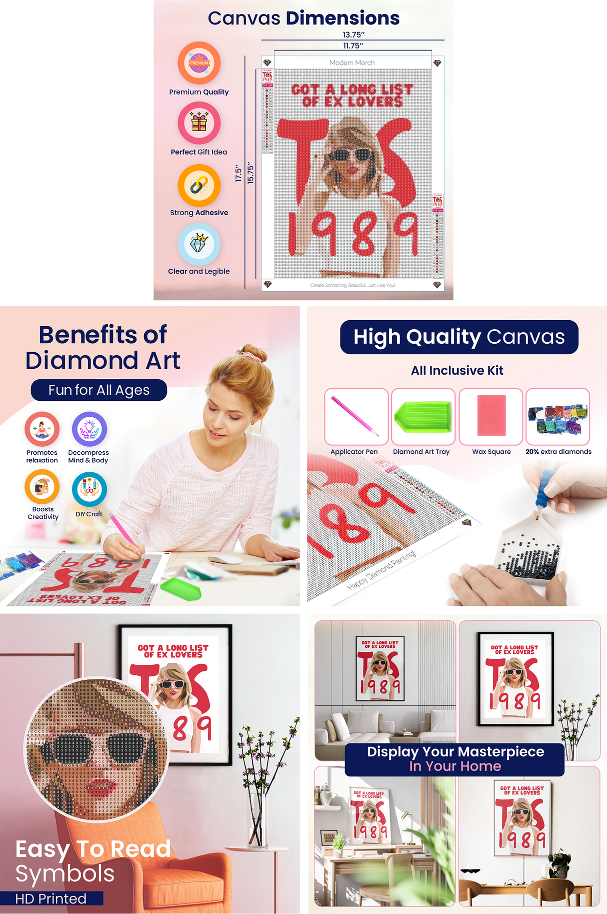 Taylor Swift Diamond Art 1989 Full Round Drill DIY AB Diamond Painting Kit