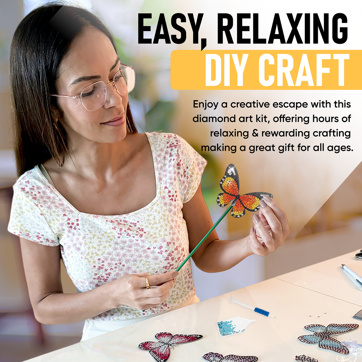 8 Pack Butterfly Diamond Painting Kit for Garden Decor