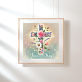 Jesus Flower Cross Christian 5D Painting Diamond Art Kits for Adults