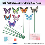 8 Pack Butterfly Diamond Painting Kit for Garden Decor with Invisible Green Stakes