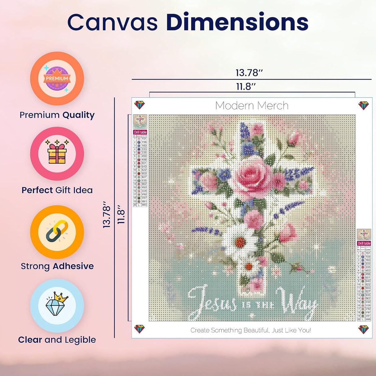 Jesus Flower Cross Christian 5D Painting Diamond Art Kits for Adults