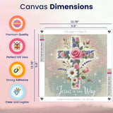 Jesus Flower Cross Christian 5D Painting Diamond Art Kits for Adults